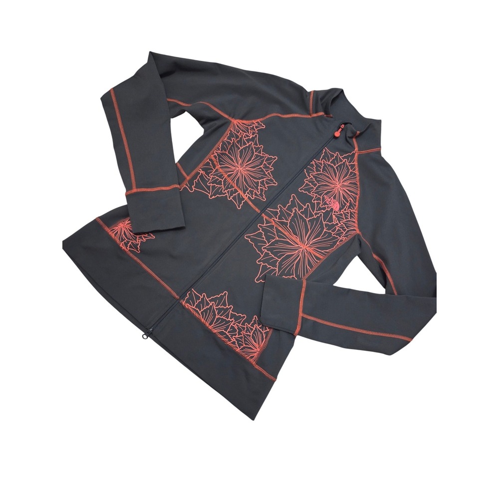 The North Face Womens Jacket Gray Coral Floral Print‎ Full Zip Athletic Size M